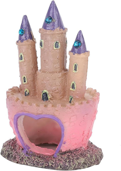 Fish Tank Decorations Small, Mermaid Fish Tank Decorations, Fish Castle for Aquarium, Pink Aquarium Resin Castle Decoration for Aquarium Fish Reptiles Tank