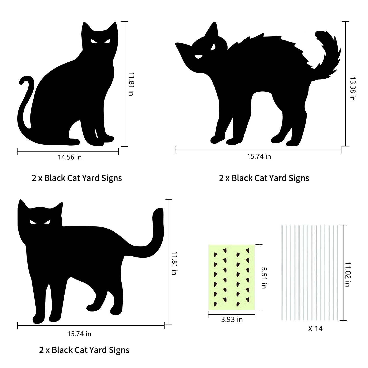 Halloween Decorations Outdoor 6 PCS Black Cat Yard Signs with Stakes Scary Silhouette with Glow in Eyes Waterproof for Yard Lawn Garden Indoor Home Halloween Decor