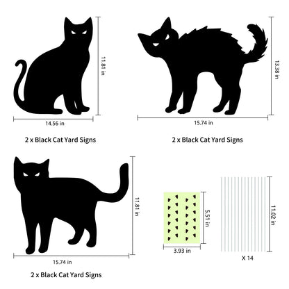 Halloween Decorations Outdoor 6 PCS Black Cat Yard Signs with Stakes Scary Silhouette with Glow in Eyes Waterproof for Yard Lawn Garden Indoor Home Halloween Decor