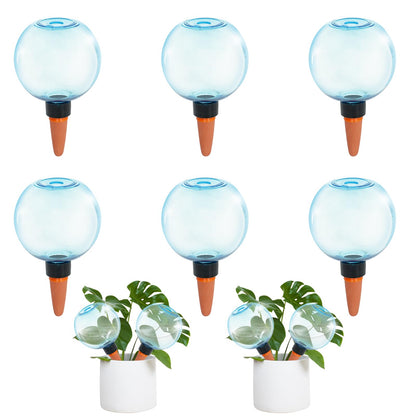 GEWOSI 6pcs Large Plant Self Watering Globes, 17.5 oz Plastic Water Bulbs Top Fill, Plant Watering Devices System Slow Release Terracotta, Water Spikes Stakes for Indoor(6pack)