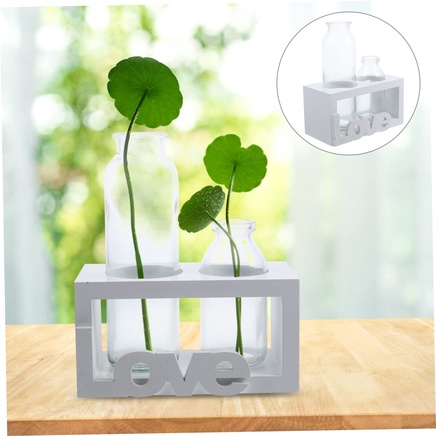 VICASKY Glass Terrarium Vase with Wooden Stand for Hydroponic Plants Modern Desktop Decoration Indoor Water Planter for Flower Arrangements Stylish Home Decor