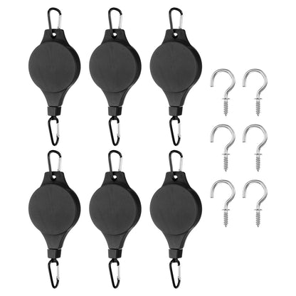 PATIKIL Plant Hanger, 12 Pcs Pulley Retractable Hanging with Ceiling Hook Indoor and Outdoor Plant Pots Holder, for Planters, Flower Basket, Bird Feeders, Black