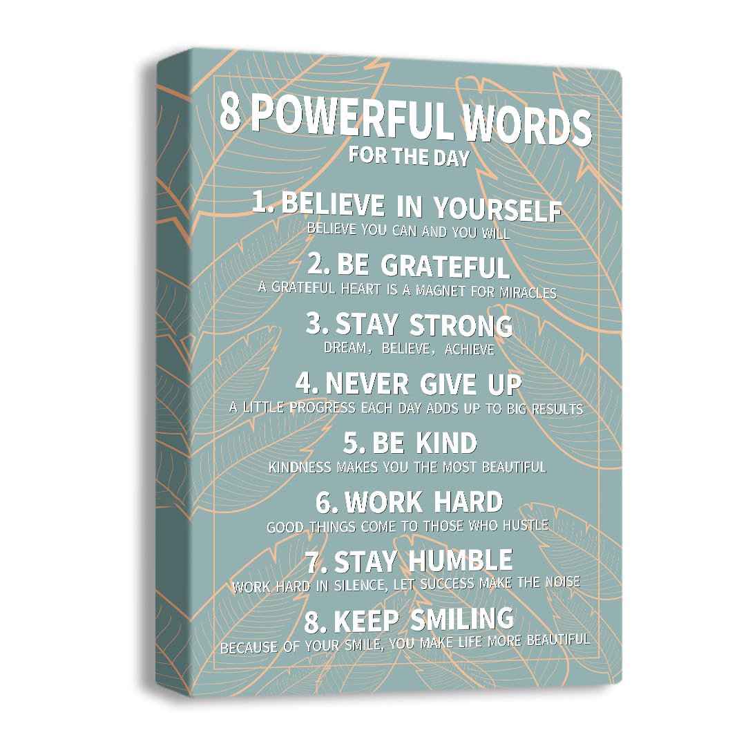 8 Rules Of Life Canvas Decoration Painting, Suitable For Office, School, Library,Home (29x38cm) Framed (Green-8)