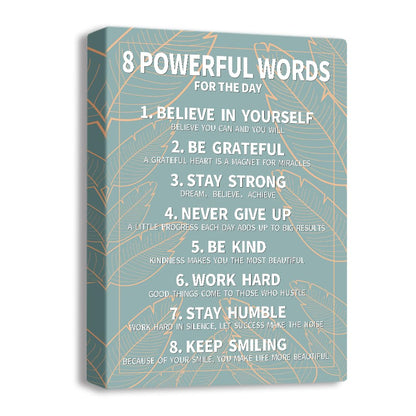8 Rules Of Life Canvas Decoration Painting, Suitable For Office, School, Library,Home (29x38cm) Framed (Green-8)