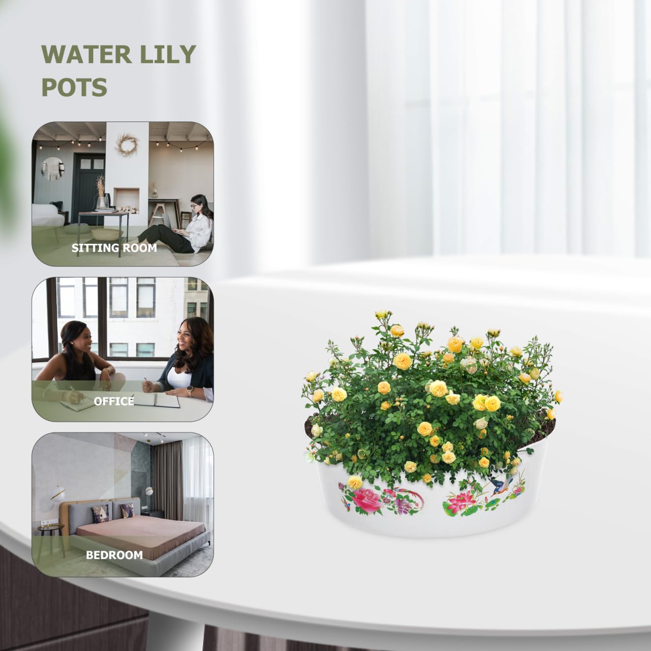 HANABASS 3 Pcs Hydroponic Lotus Water Lily Planter Planting Bowl Round Shallow Flowerpot Container Fish Bowl for Water Lily, Succulent, Aquatic Plant Garden Decoration
