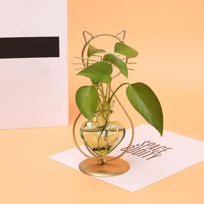 Plant Terrarium Plants Propagation Station Cat Lover Gifts for Women Home Office Decor Cat Desk Accessories
