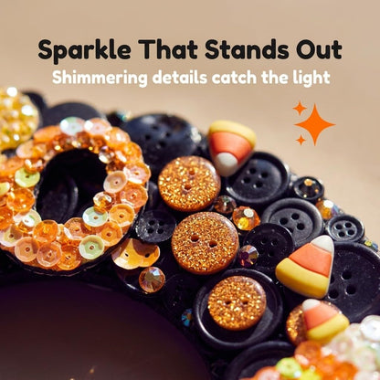 DIY Halloween Button Wreath Craft Kit with Buttons & Embellishments