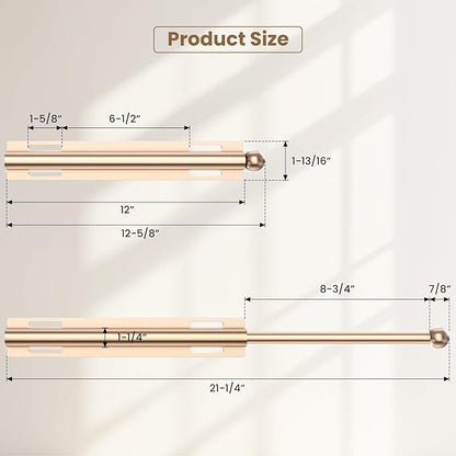 Supforce 2 PACK Valet Rod for Closet Pull Out, Retractable Slide Out Valet Rod Closet Organization, 12" Aluminum Valet Clothing Hanger Rods Perfect for Suits, Freshly Pressed Clothes, Gold