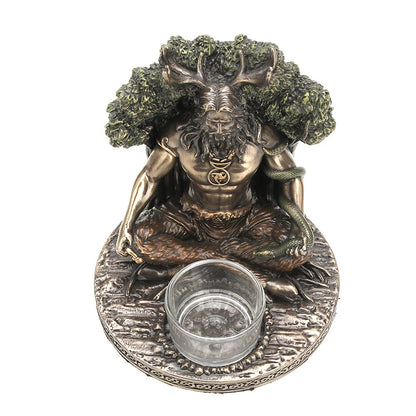 Veronese Design 5 1/4" Tall Celtic God Cernunnos Tealight Candle Holder Cold Cast Bronzed Resin Sculpture Wiccan Home Decor Figurine Collectibles