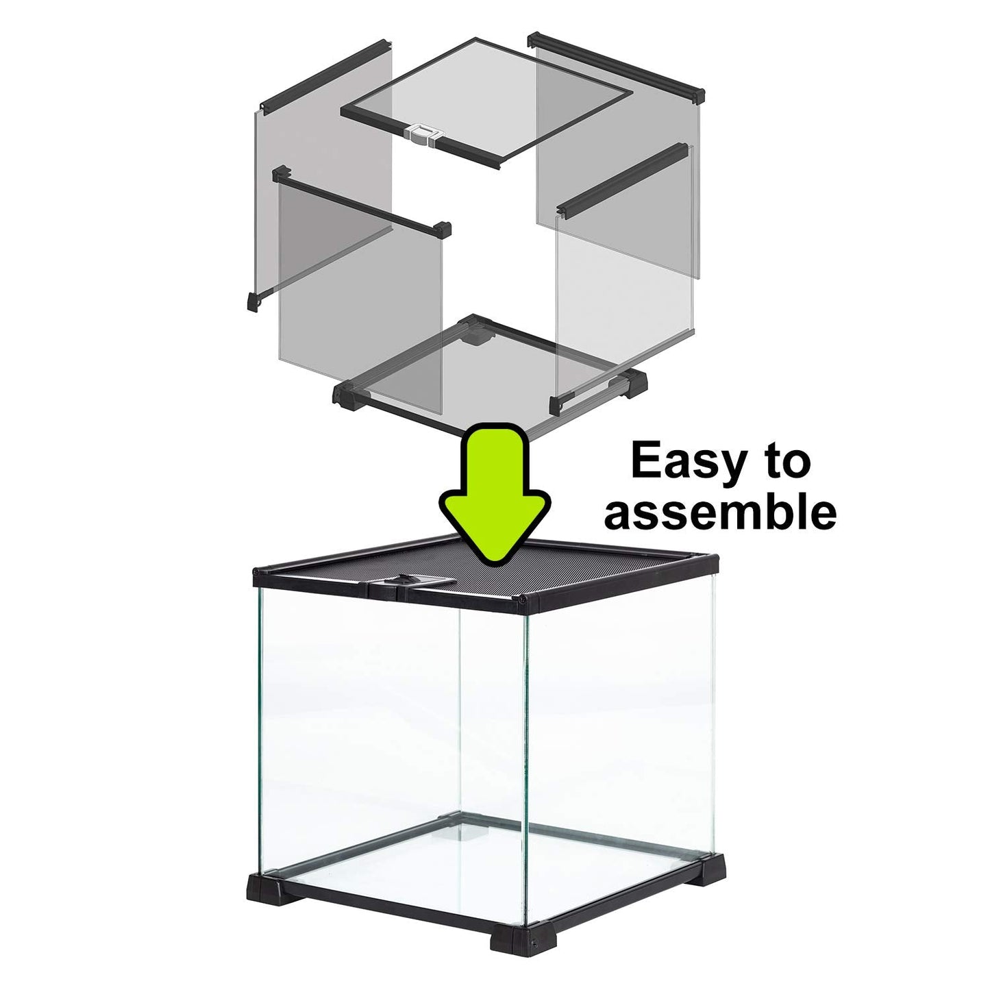 REPTIZOO Small Glass Tank 8 Gallon, Top Opening Terrarium 12" x 12" x 12" Leopard Gecko Tarantula Young Lizard Hermit Crab Frog Insects Breeding Tank