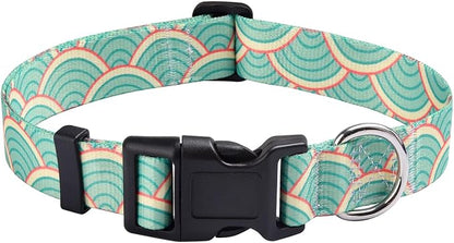 MarukoPet Dog Collar, Adjustable for Small Medium Large Dogs Puppy, Cute Design with Bohemia Floral Tribal Geometric Patterns Boys Girls Dog Collar(Sector-L)