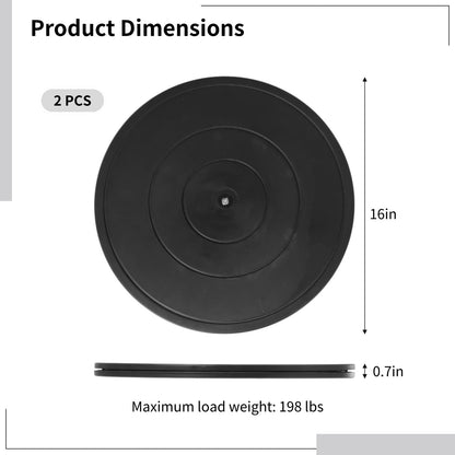 2 Pcs Lazy Susans, 16" Turntable Rotating Swivel Stands with Steel Ball Bearings, Heavy Duty Plastic Swivel Bases, Double-Sided Rotating Flat Stands for Arts, Monitor, Crafts, TV