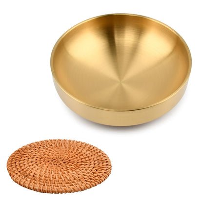 Qirvaten Gold Key Bowl, 7.4 Inches Decorative Bowls for Entryway Table with Coaster, Modern Key Holder Fruit Dish Catch All Bowl for Kitchen Counter Home Decor(Size: 7.4 Inches)
