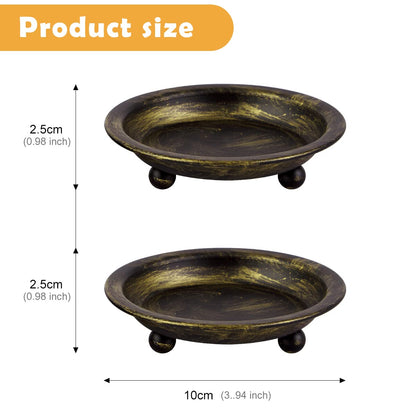 BHSKJSZ Retro Iron Plate Candle Holders Set of 2,Metal Candle Holders for Pillar Candles Table Décor,Home Décor,Church,Wedding Dinning Party