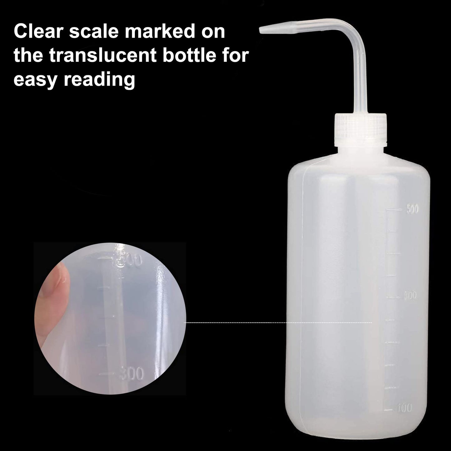 Hyber&Cara Safety Tattoo Wash Bottle 2Pcs 500ml Plastic Squeeze Bottle with 1Pc Silicone Funnel for Lab Plant Watering