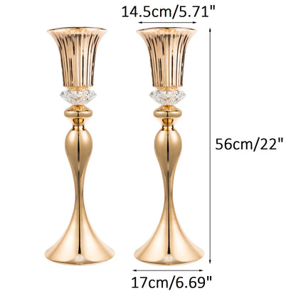 Metal Wedding Flower Vases for Tables - 22" Tall Elegant Table Centerpiece Vases, Gold Trumpet Flower Stands for Anniversary Ceremony Birthday Party Event Wedding Home Decorations (2, Gold)