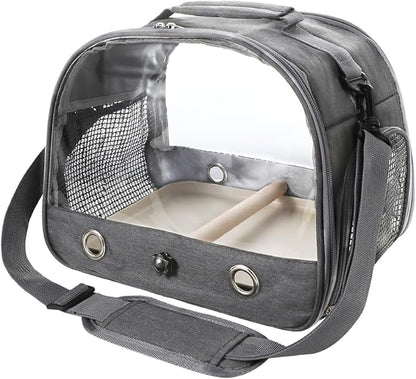 Small Bird Travel Carrier Cage Portable Bird Parrot Parakeet Cockatiel Travel Carrier Bag Lightweight Birds Backpack with Standing Perch and Stainless Tray for Vet Visit Side Access Window
