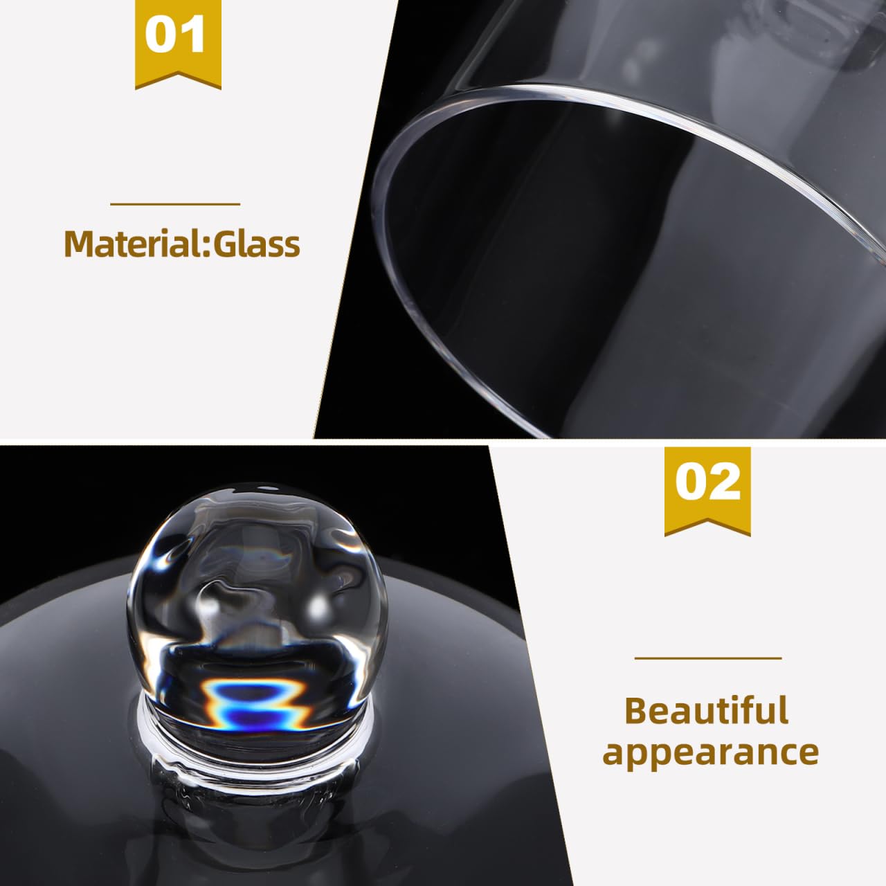 DEARMAMY Clear Glass Dome Cloche with Base Bell Jar Display Dome Office Home Decoration for Plants Succulents Fairy Lights Photos Medals Decorative Fill Collectibles