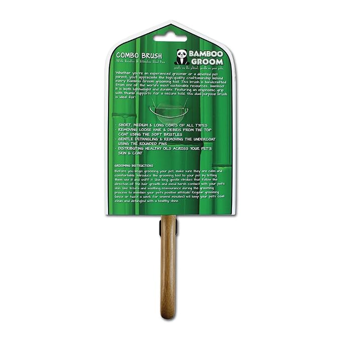 Alcott Bamboo Groom Oval Brush for Pets