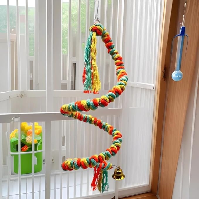 Bird Rope Perch Bird Perches for Cage, Colorful Cotton Bendable Rope Perch Swing, Parrot Perch Parrot Toys Parakeet Toys Bird Toys for Parrots (Multi-Color, 20 inch)