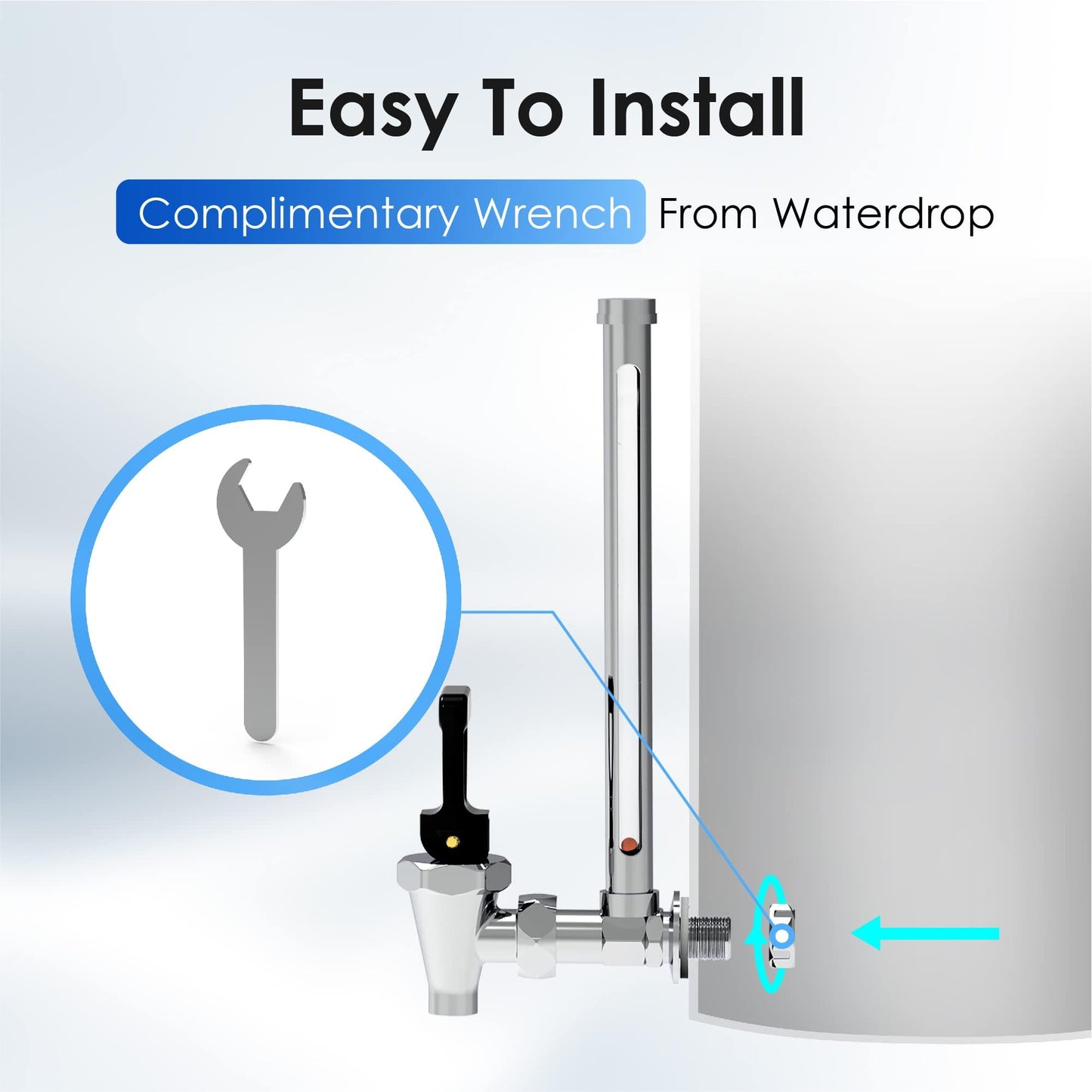Waterdrop BS10 Sight Glass Spigot, Replacement for Berkey®, Purewell®, ProOne® and Waterdrop Gravity Water Filter System, Clear View Water Level with Red Floating Ball, Durable Metal Material