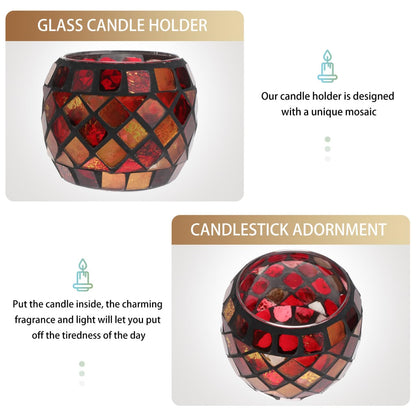 Kichvoe Glass Candle Holder: Romantic Tealight Holder European Style Mosaic Cup for Home Decor, Parties, Weddings - 2.75 Inch Votive Candle Cup