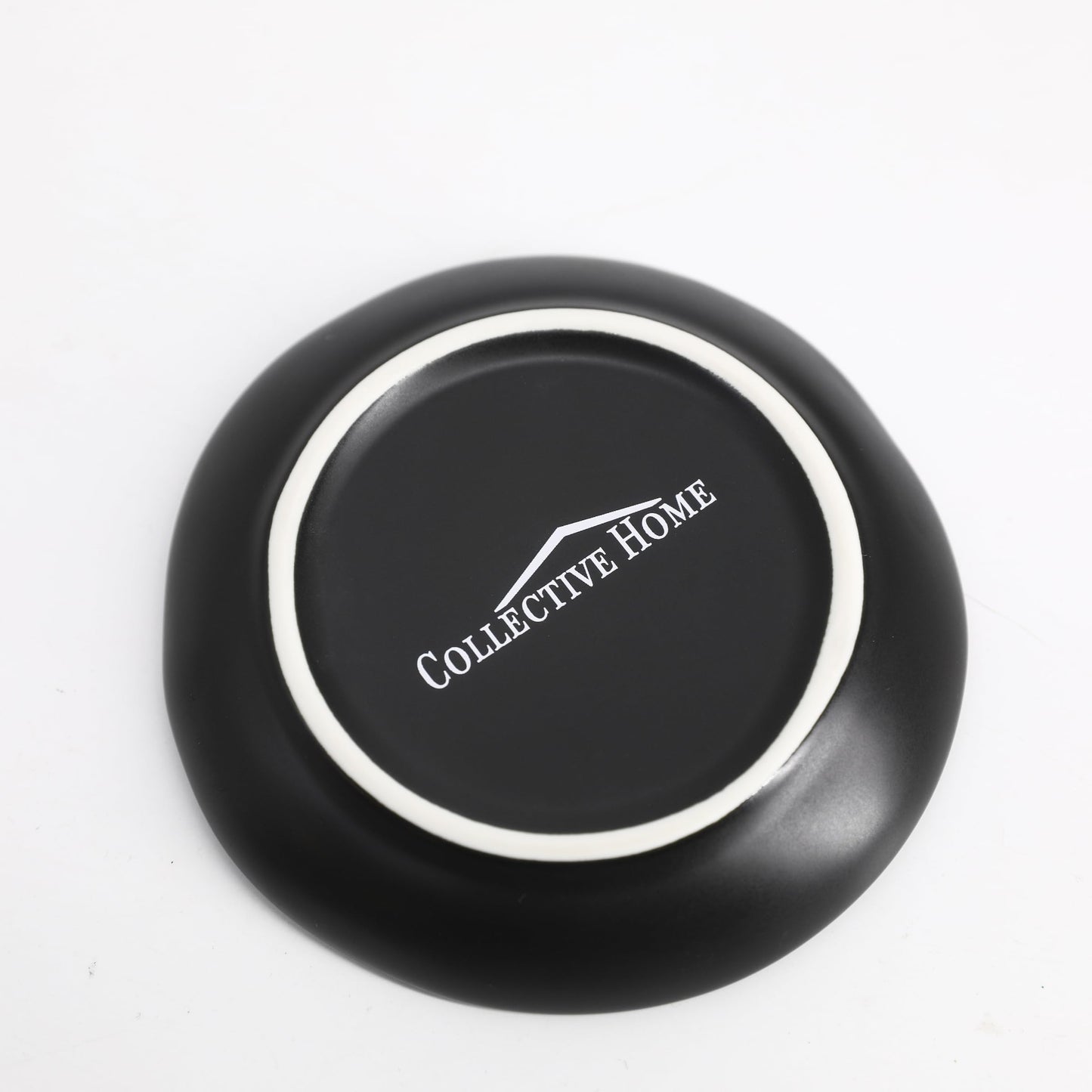 COLLECTIVE HOME - Ceramic Jewelry Tray, Decorative Trinket Dish for Rings Earrings Necklaces Bracelet Watch Keys, Birthday Mother's Day Christmas Gift for Women, 4.75", Black Surface (a)