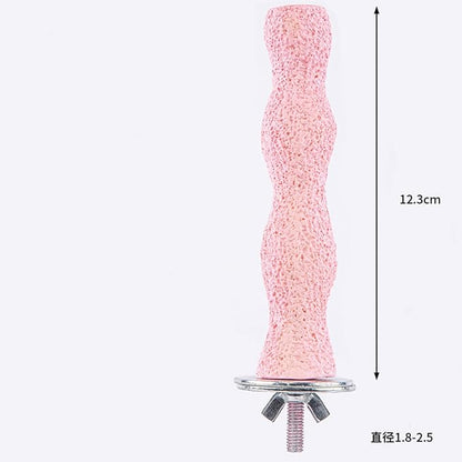 Parrot Perch Stand, Bird Beak Grinding Stone, Anti-Slip Parakeet Nail Trimming Stick Resin Beak Grinder Stone Perches Washable Claw Trimmer Stand for Parrot Cage Accessories (Pink, Large)