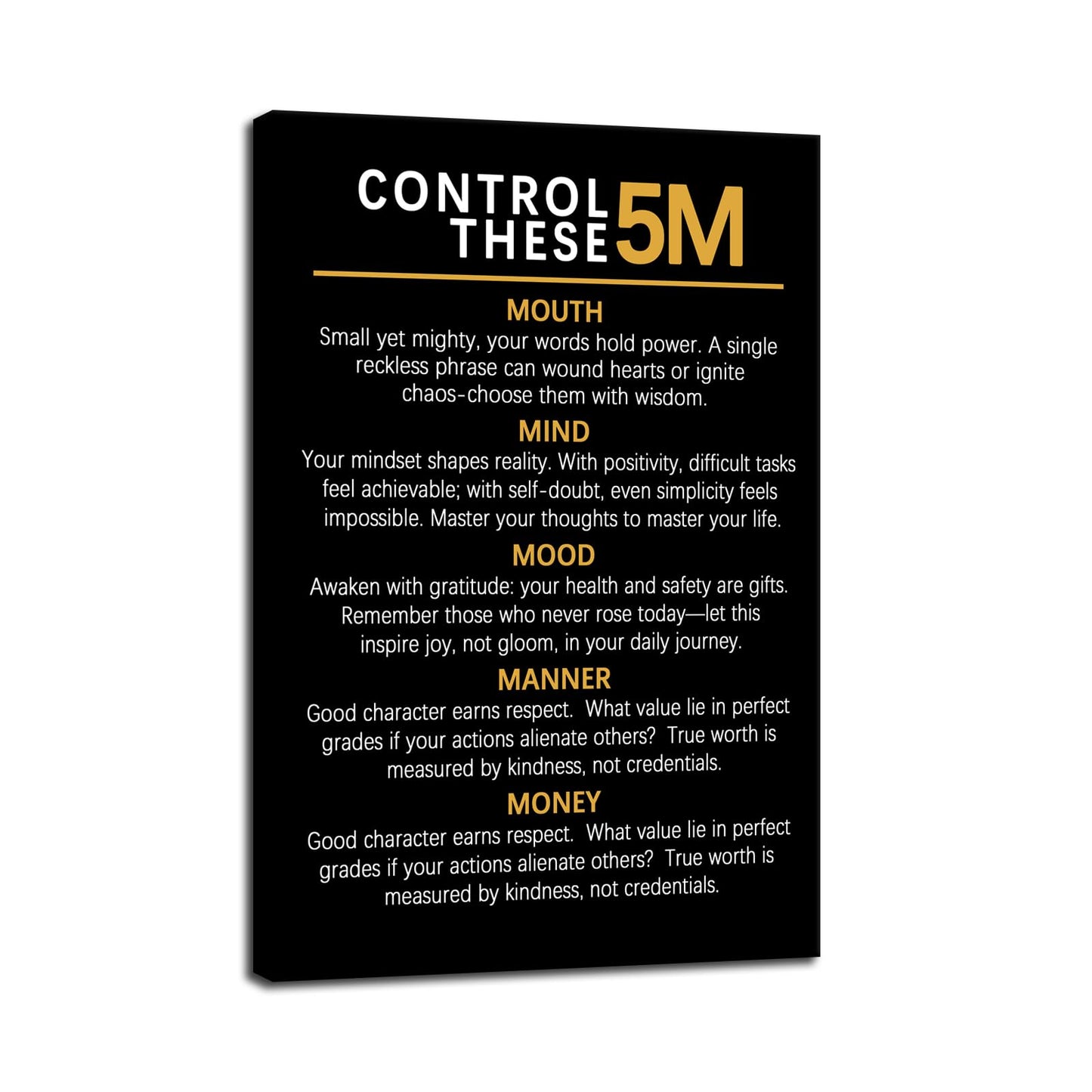 Control There 5M Inspirational Canvas Office Print Wall Art Motivational Poster Inspiring Quotes Picture Painting Modern Artwork for Home Bedroom Living Room Classroom Decor Frame[12''W X 18''H]