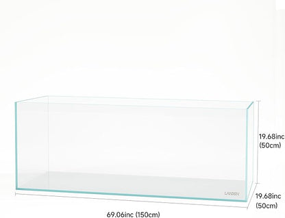 LANDEN 150cm 88.5 Gal Rimless Low Iron Aquarium Large Fish Tank, Bookshelf Aquarium, W59.06×D19.69×H19.41 in (150×50×50cm) 15mm Thickness with Black Nano Foam Leveling mat Included