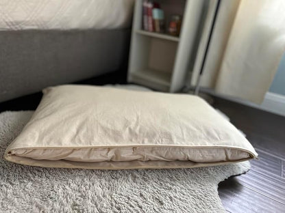 Natural Cotton Canvas Dog Bed – Raw Cotton Filled Pet Cushion Insert, Breathable Eco-Friendly Dog Mattress, Durable Washable Cover with Zipper (Natural, Small 36"x22"x3")