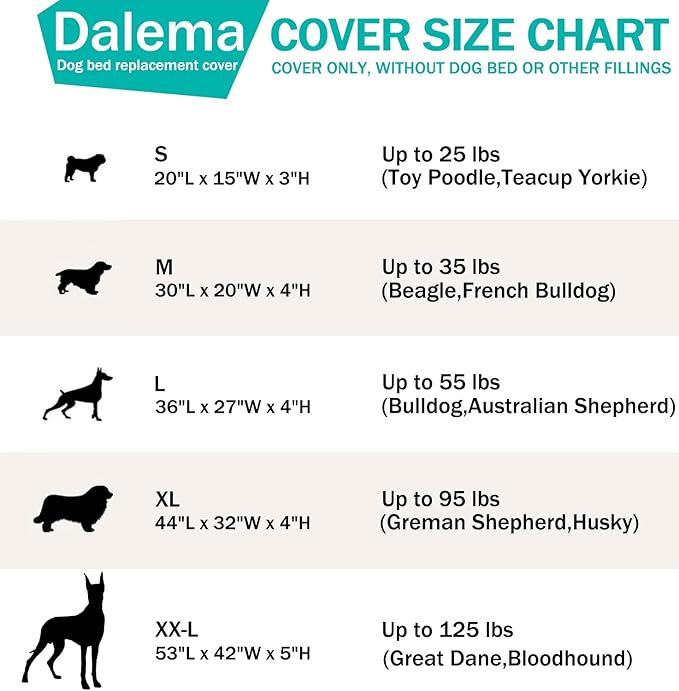 Dog Bed Cover,Waterproof Tough Plastic DIY Pet Bed Cover,Non Stick Hair Easy to Clean Rectangular Fillable Dog Bed Covers with Zipper(Black,44" L x 32" W x 4" Th,Cover Only)