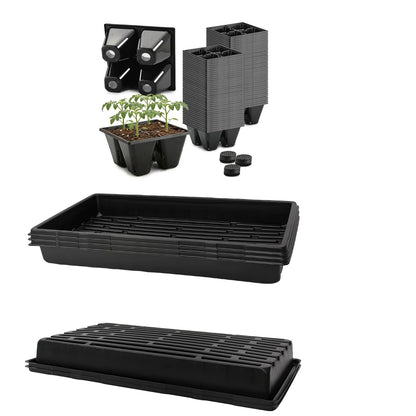 RooTrimmer 5 Pack 1020 Trays and 40 Pack Reusable 4-Cell Seed Starter Tray for Seedlings