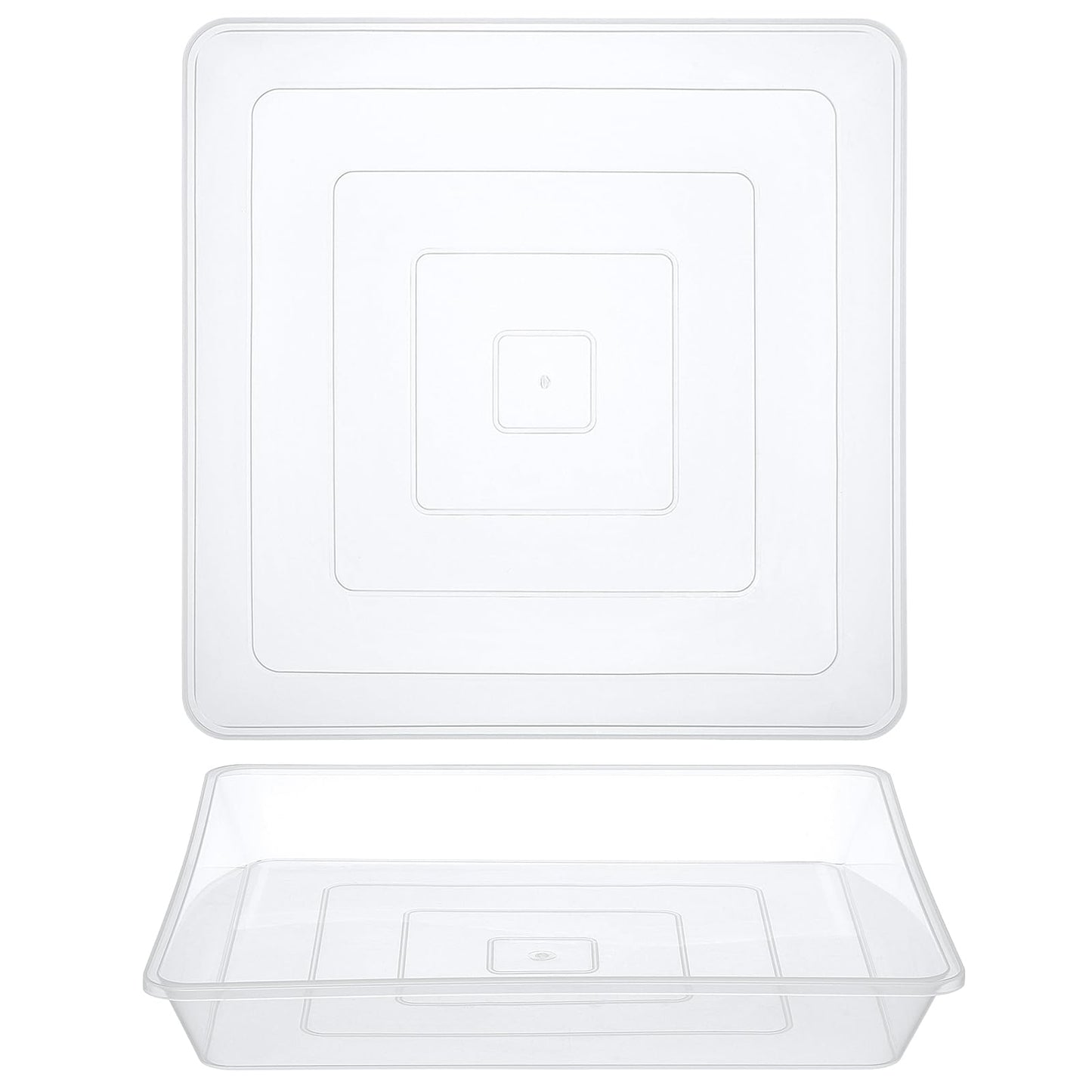 GREANER Plant Water Catcher Tray, Clear 12 Inch Heavy Duty Plastic Square Plant Saucers for Indoors Outdoor, Flower Planter Drip Trays for Pots(2 PCS)