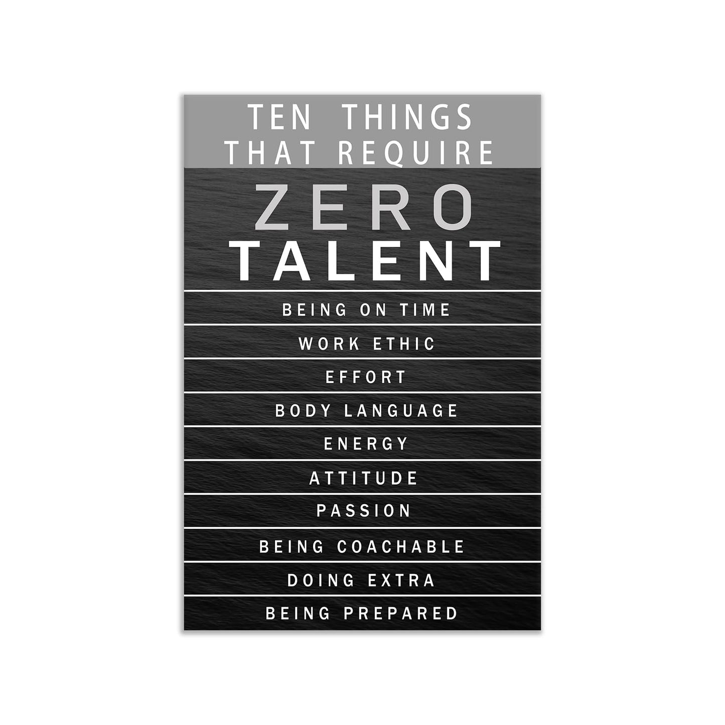 Inspirational Canvas Wall Art Motivational Painting Positive Entrepreneur Quotes Poster Ten Things That Require Zero Talent Pictures Print Wall Decor Artwork for Bedroom Office Framed [12''W x 18''H]