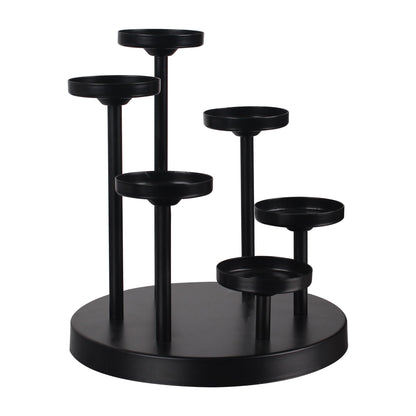 yucanucax 6arms Tea Candle Holder Tray, Metal Black Candlestick Holder, Candle Holders Set of 6 padk Tea Candle Light, for Dining Room, Table Centerpiece Decor,Decorative Tray…