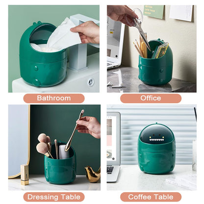 TIE-DailyNec Desktop Trash Can with 90 Trash Bags, Cute Trash Can Creative Waste Basket Storage bin, Plastic Garbage Can for Kitchens Offices Bathrooms Dressing Table (Green)