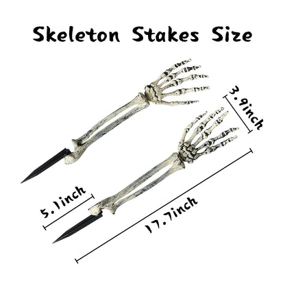 JIEFULL Halloween Skeleton Hands Stakes for Yard, Plastic Realistic Zombie Ghost Scary Arm Stake for Outdoor Lawn Props Party Decorations(2 Pairs)