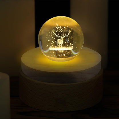 Olutacot 10 Pcs Wooden LED Display Bases Round Wood Display Lighted Bases for Glass Art LED Lighted Display Stand Bases for 3D Crystal Ball Room Office Home Decor