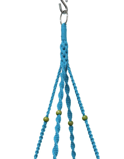 Macrame Plant Hanger & Holder, Hanging Planter 4 Legs Double Deck for 8 inch to 10 inch Two Pots Indoor Outdoor Hanging Planter Cotton Rope 67 Inch with Metal Ring (Cotton-Turquoise)