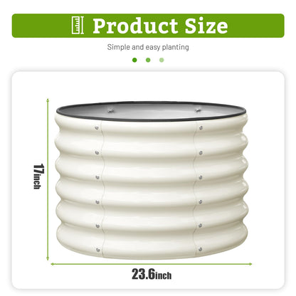 SnugNiture Raised Garden Bed, 2 PCS 2×2×1.5ft Round Galvanized Outdoor Planter Box, 17" Tall Deep Metal Garden Bed Kit for Planting Vegetables, Fruits, Flowers, White