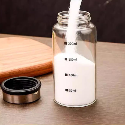 7 oz Salt and Pepper Shakers Set with Adjustable Outlet Holes Clear Glass Bottles Spice Seasoning Cans Jar for Kitchen Decor and Home Restaurant BBQ Camping Farmhouse Kitchen Accessories(5 Pcs, 200ML)