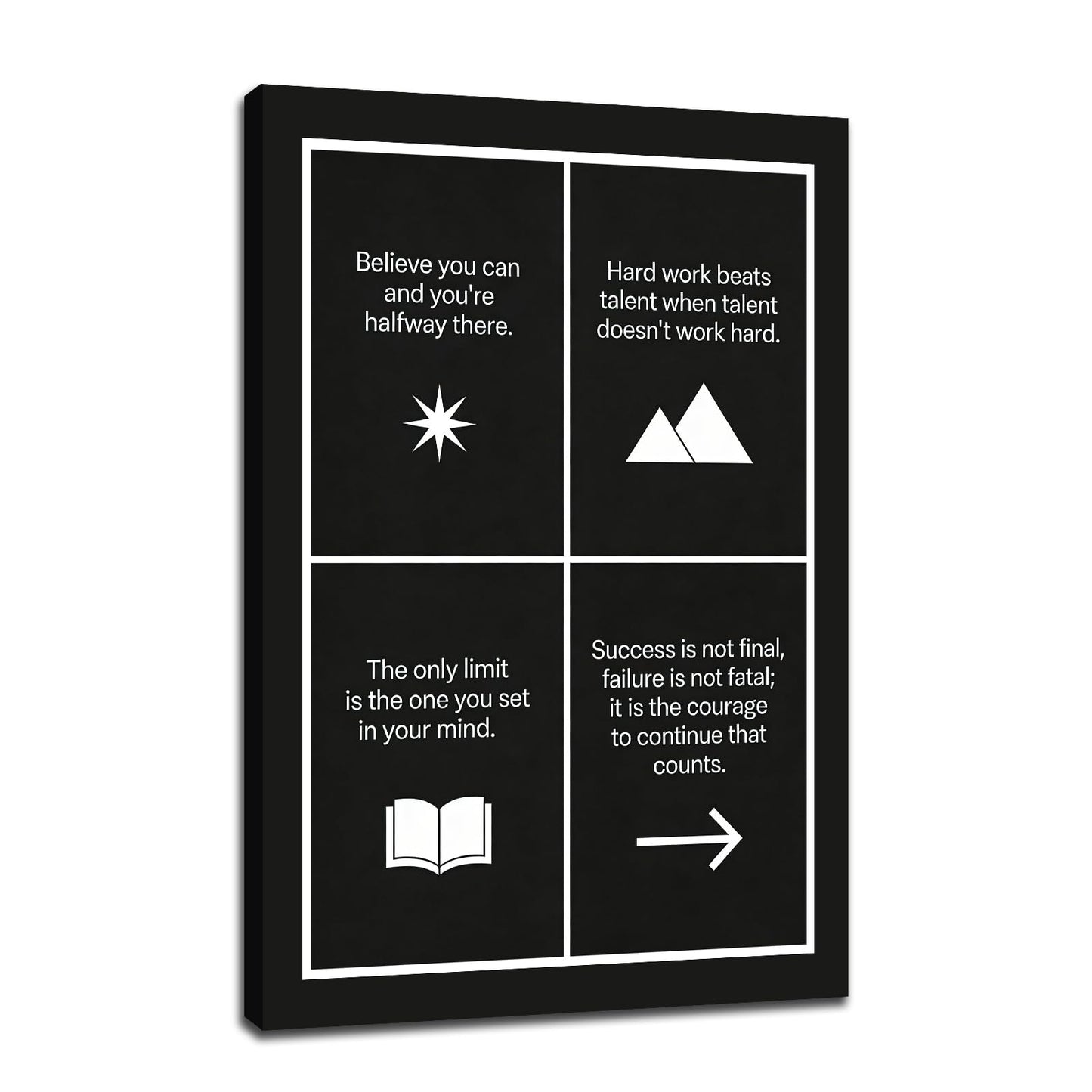 Motivational Wall Art Believe Hard Work Success Quote Inspirational Office Decor for Cubicle Small Framed Canvas Print 18x12 Inch Daily Positive Affirmations Artwork for Study Room