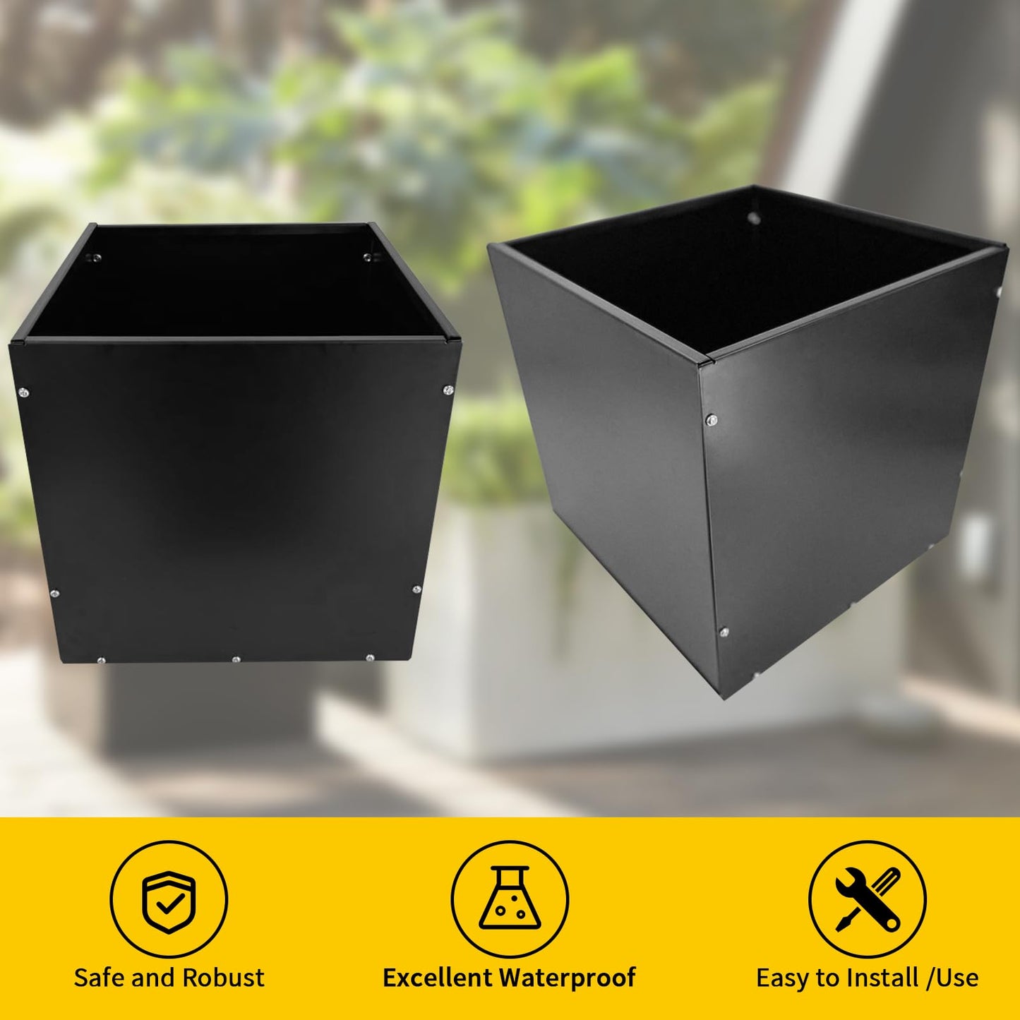 DEVALLEY Metal Planter Box 16"x16"x16",Heavy DutyTall Planter Modern Detached for Indoor & Outdoor Planters Cube,Square Flower Plant Pot for Commercial Residential for Patio Deck & Backyard