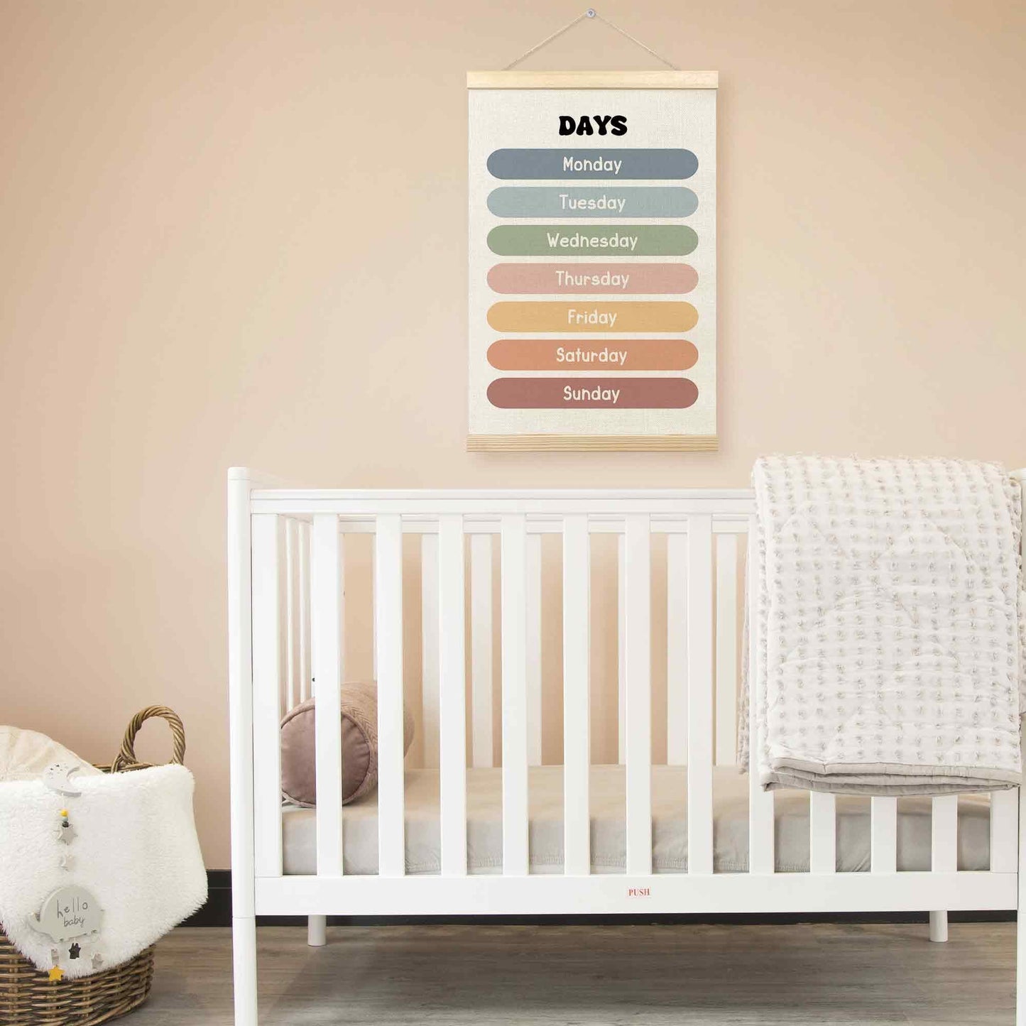 TLESKE Boho Classroom Days of the Week Poster Hanger Frame, Homeschool Hanging Wall Art Decor for Toddlers Kids Room Nursery Playroom, Preschool Prek Learning Educational Poster Print Banner, 16x24
