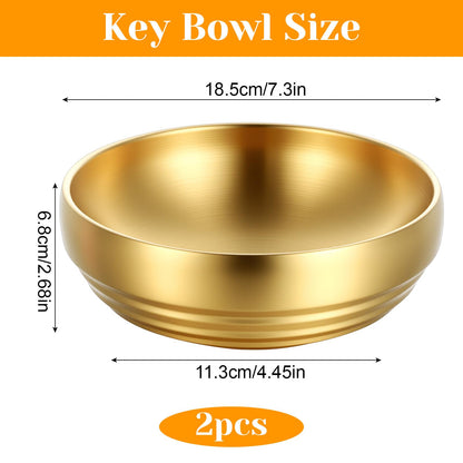 MBAIYO 2 Pcs Gold Large Key Bowl, 7.4 Inch Decorative Key Bowl for Entryway Table Catch All Dish Gold Keys Bowls for Entryway Table Home Decor Centerpiece
