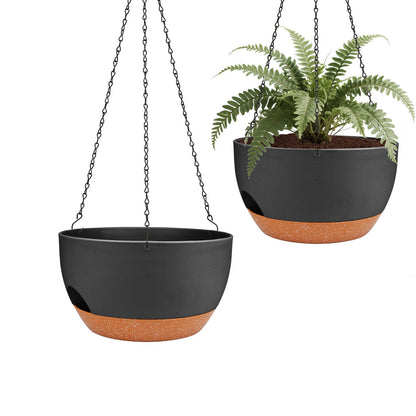 Lucieblessdesign Hanging Planters for Outdoor Indoor Plants, 2 Pack 10 Inch Hanging Basket Plants Outdoor, Self Watering Hanging Planter with Plant Hanger for Garden Home Decoration (Black, 10 inch)