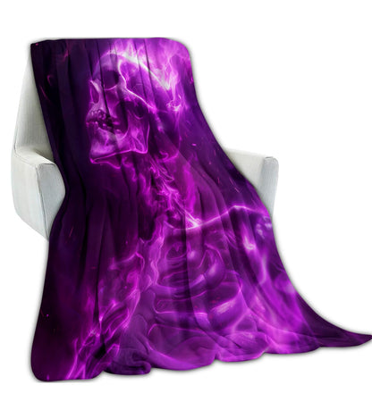 amepay Purple Skull Throw Blanket - Ultra-Soft Plush, Comfy, Lightweight, Warm & Fuzzy Flannel, Anti-Pilling, Ideal for Halloween,Sofa, Bed, Travel - Home Decor for Men & Boys 60×50inch