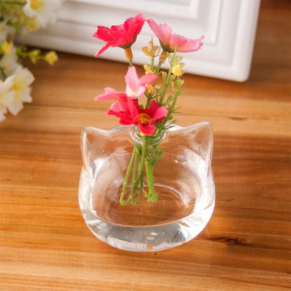 Clear Cute Cats Shaped Glass Desktop Decorative Plant Terrarium Flower Vase Bottle Holder Home Decorative Flower Bott Hydroponic Vase