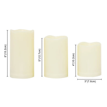 CANDLE CHOICE Waterproof Outdoor Battery Operated Flameless Candles Flickering Plastic Resin Electric LED Pillar Lights for Lantern Patio Garden Wedding Halloween Christmas Decorations 3x4”5”6” 3 Pack
